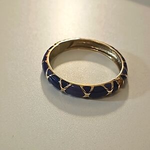 Vintage Gold Tone Enamel Cuff Clamper Bracelet.